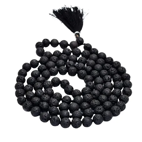 MAUTIK SADIWALA Certified AAA Quality Lava 8mm Certified Mala (108+1= 109 Beads)