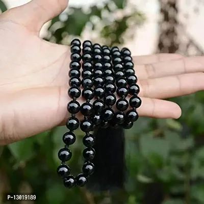 MAUTIK SADIWALA Natural Black Tourmaline Mala with 109 Beads (8 mm) , Black Torumaline Mala Lab Certified Natural-thumb4