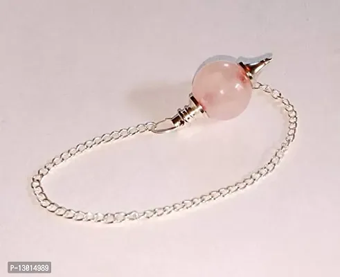 Rose Quartz Stone Ball Chain Pendulum, Rose Quartz Crystal Pendulum, AAA Quality Rose Quartz Pendulum-thumb5