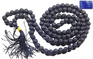 MAUTIK SADIWALA Black 8 mm Lava Volcano Beads AAA Quality Certified Mala (108+1= 109 Beads)-thumb1