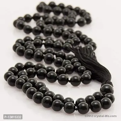 Mautik Sadiwala Stone Energized Tourmaline 8 mm 108+1 Beads Rosary Mala (Black)-thumb3