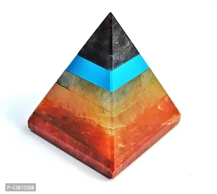 MAUTIK SADIWALA Seven Chakra Pyramid for Reiki and Healing / 7 Chakra Pyramid 100 Gram 50 MM ENERGISED 7 Chakra Crystal Pyramid