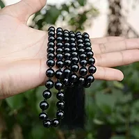 MAUTIK SADIWALA Certified Energized Natrual Black Hakik Agate Mala, Natural Black Hakik Agate Rosary 8mm Beads Size 108+1=109 Beads-thumb3