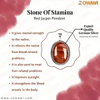 MAUTIK SADIWALA Natural Red Jasper Pendant In German Silver Unisex Red Jasper Pendant For Men And Women-thumb1