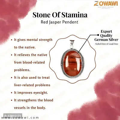 MAUTIK SADIWALA Natural Red Jasper Pendant In German Silver Unisex Red Jasper Pendant For Men And Women-thumb2