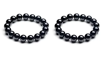 MAUTIK SADIWALA Black Tourmaline Bracelet 8mm Beads Size 2 Bracelet Combo Black Tourmaline Bracelet For Men and Women-thumb1