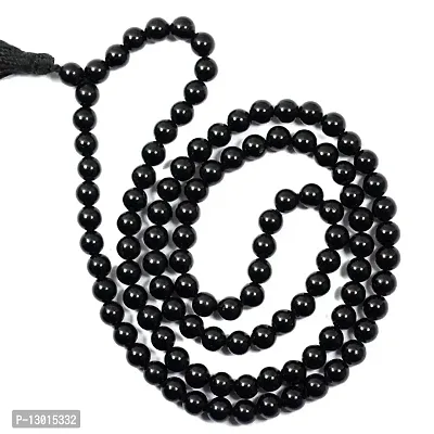 Mautik Sadiwala Stone Energized Tourmaline 8 mm 108+1 Beads Rosary Mala (Black)-thumb0