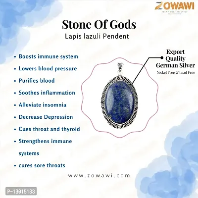MAUTIK SADIWALA Natural Lapis Lazuli Pendant In German Silver AAA Quality For Men and Women-thumb2