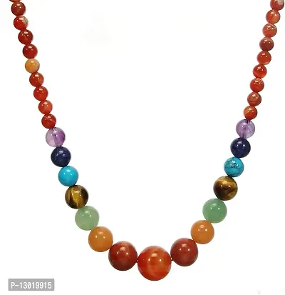 7 Chakra Stones beads Necklace Gemstone Pendant Energy Healing Crystal Necklace for women girl 20 inches gift-thumb0