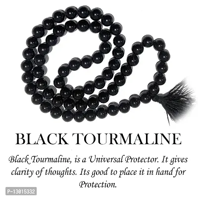 Mautik Sadiwala Stone Energized Tourmaline 8 mm 108+1 Beads Rosary Mala (Black)-thumb2