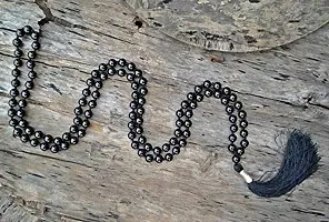 MAUTIK SADIWALA Natural Black Tourmaline Mala with 109 Beads (8 mm) , Black Torumaline Mala Lab Certified Natural-thumb2