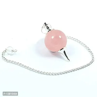 MAUTIK SADIWALA Rose Quartz Stone Ball Chain Pendulum, Rose Quartz Crystal Pendulum, AAA Quality Rose Quartz Pendulum