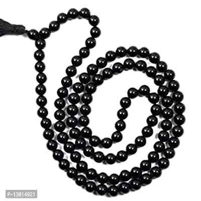 MAUTIK SADIWALA Natural Black Tourmaline Mala with 109 Beads (8 mm) , Black Torumaline Mala Lab Certified Natural Black Tourmaline