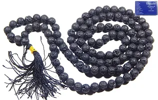 ARIHANT HANDICRAFTS Black 8 mm Lava Volcano Beads AAA Quality Certified Mala (108+1= 109 Beads)-thumb1