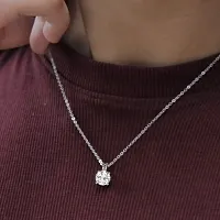 Classic Silver Zircon Solitaire Pendant with Chain - Authentic 925 Sterling Silver for Women and Girls with Certificate-thumb2