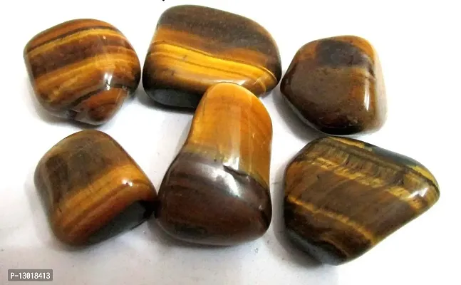 MAUTIK SADIWALA Natural Tiger Eye Tumbled Pebbles Tiger Eye Stone Tumbled Pebbles 150Gram 0.75 to 1.25 Inches Tumbled Size-thumb0