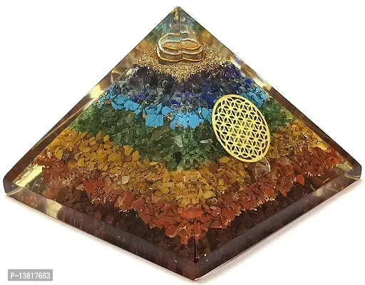 MAUTIK SADIWALA Handmade Geometric Pyramid Made with Seven Chakra Crystal, 7 Chakras, 7 Chakra Pyramid AAA Quality