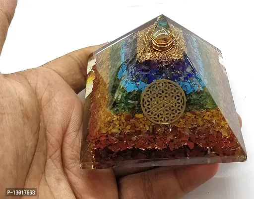 MAUTIK SADIWALA Handmade Geometric Pyramid Made with Seven Chakra Crystal, 7 Chakras, 7 Chakra Pyramid AAA Quality-thumb5