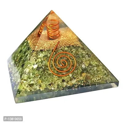 MAUTIK SADIWALA Peridot Pyramid, Money Attraction Peridot Pyramid, Orgonite Pyramid 50mm to 55mm Size-thumb0