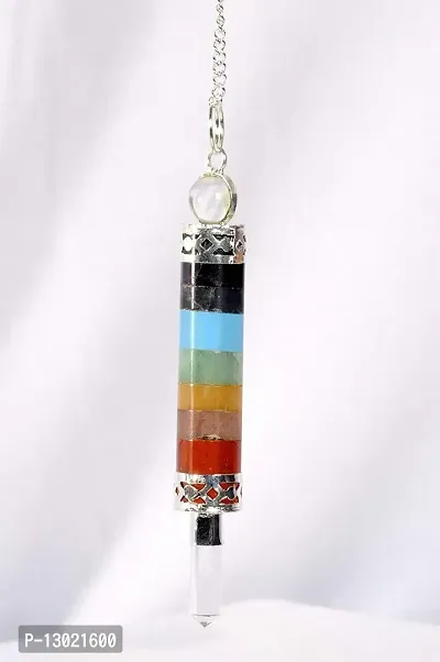 MAUTIK SADIWALA Mautik Sadiwala 7 Chakra ed Crystal Therapy Healing Dowsing Ball Point Gemston Pendulum 7 Chakra Crystal Pendulum