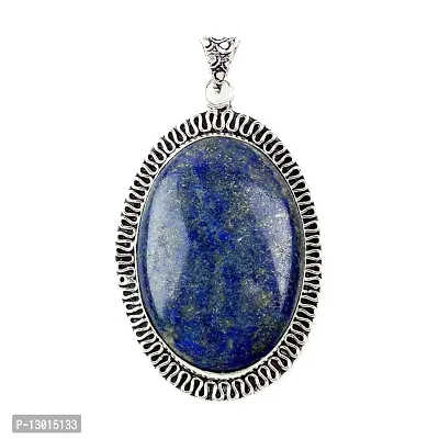 MAUTIK SADIWALA Natural Lapis Lazuli Pendant In German Silver AAA Quality For Men and Women