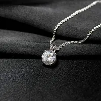 Classic Silver Zircon Solitaire Pendant with Chain - Authentic 925 Sterling Silver for Women and Girls with Certificate-thumb3