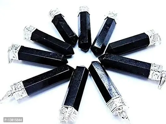 ARIHANT HANDICRAFTS Black Stone Natural Tourmaline Pencil Pendants (1.5-2-inch) -10 Pieces-thumb0