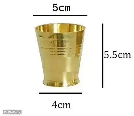 Brass Glass for pooja Mandir worship place and special occasions small set of 2 Brass Kalash Height: 5.5 CM Gold-thumb2