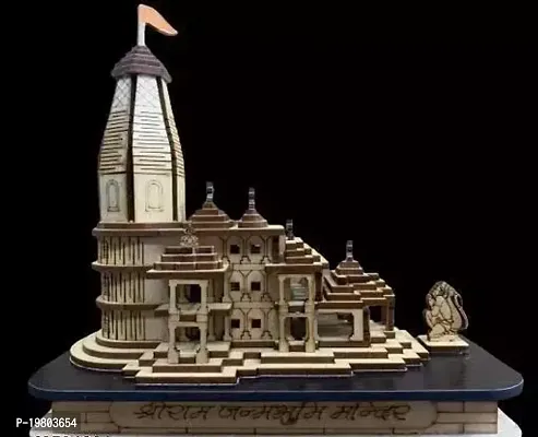 Shri Ram mandir Ayodhya 3D Wood Tempal for home office shop and Car dashboard Solid Wood Home Temple Height: 11 Pre-assembled