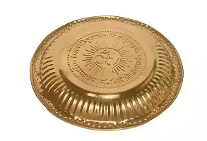 Brass Pooja Plate Thali 7 Inch with Brass Shivling Stand 3 NO BIG SIZE Tripai 3 NO BIG SIZE and Abhishek Kalash Lota 3 NO BIG SIZE  for Shiv Pooja-thumb1