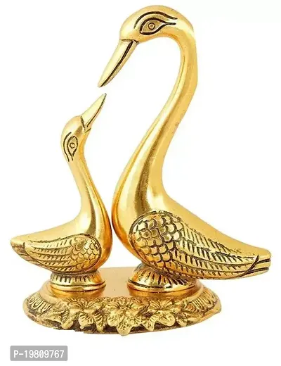 5INCH Metal Kissing Duck Showpiece, Cute Love Birds Decorative Metal Kala Brass Idol for Home Decoration | Beautiful Metal decoratives | Swan Hans Joda-thumb0