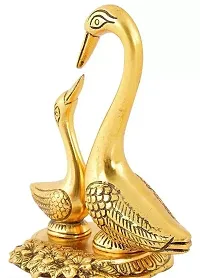 5INCH Metal Kissing Duck Showpiece, Cute Love Birds Decorative Metal Kala Brass Idol for Home Decoration | Beautiful Metal decoratives | Swan Hans Joda-thumb1