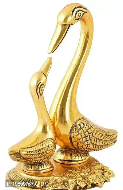 5INCH Metal Kissing Duck Showpiece, Cute Love Birds Decorative Metal Kala Brass Idol for Home Decoration | Beautiful Metal decoratives | Swan Hans Joda-thumb3