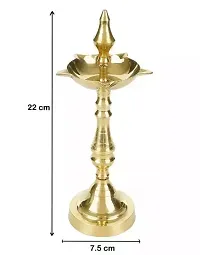 Modern Festive diyas pack of 2 Brass Original Traditional South Fancy Kerala Samay Diya Oil Diwali Puja Kuthuvilakku Kuthu Vilakku Ornamental Lamp Straight Top 10 inch  Golden-thumb3