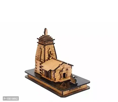 Wooden Hand Carved 3D Mini Kedarnath Temple Brown