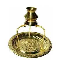 brass plate with shivling stand and trishul Puja Articles-thumb3