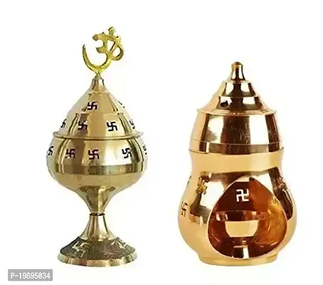 Combo of Kapoor/Camphor Diffuser Brass Diya/lamp with (No.1) Jali Akhand Jyoti Deep with Stand