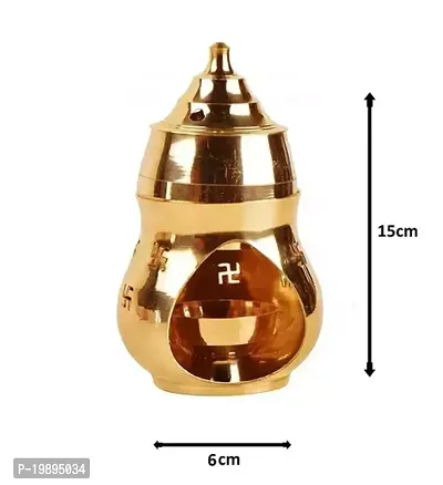 Combo of Kapoor/Camphor Diffuser Brass Diya/lamp with (No.1) Jali Akhand Jyoti Deep with Stand-thumb3