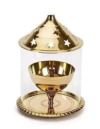 Brass Glass Akhand Diya 8 X 8 X 12.5 cm/4.8INCH PACK OF 2 Diyas  Lanterns-thumb2