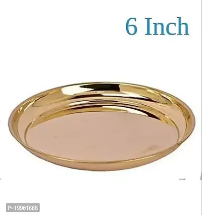 Brass Traditional Utensil Designer Thali/Plate 6 Inch-thumb0