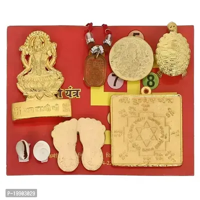 Laxmi Kuber Dhan Varsha Yantra and Shri Chalisa Diwali Poojan with MahaLaxmi for Wealth, Power, Money, Good Luck (Golden) - Pooja/Poojan Kit Book Home  Office-thumb4