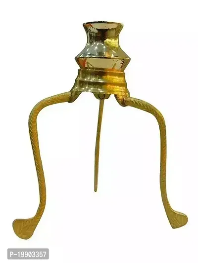 big size 3 no. brass shivling stand and 3 no. loti standard size