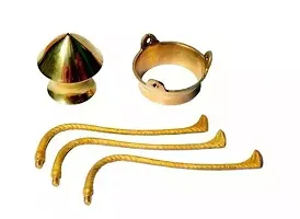 big size 3 no. brass shivling stand and 3 no. loti standard size-thumb1