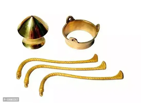 big size 3 no. brass shivling stand and 3 no. loti standard size-thumb2