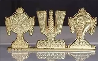 Tirupati Balaji Symbol Stand Shankh Chakra Namah Gold Plating Antique Decorative for Car Dashboard Home  Office Table Showpiece Figurines,Religious Gift Idol...-thumb1