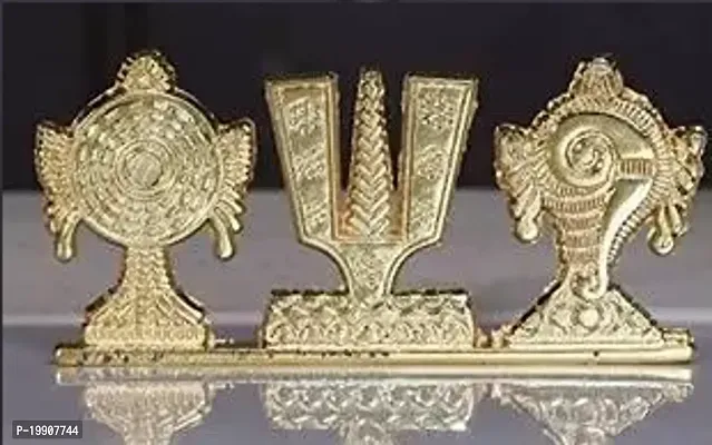 Tirupati Balaji Symbol Stand Shankh Chakra Namah Gold Plating Antique Decorative for Car Dashboard Home  Office Table Showpiece Figurines,Religious Gift Idol...-thumb2