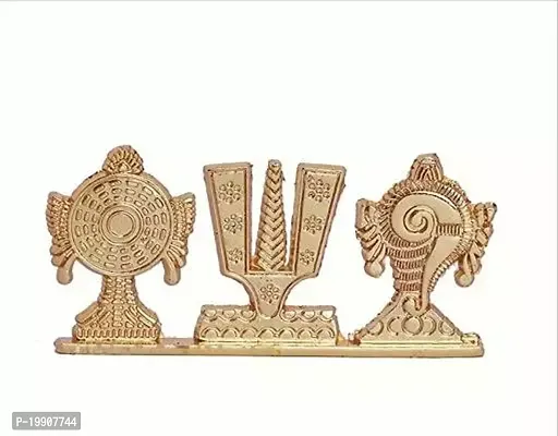 Tirupati Balaji Symbol Stand Shankh Chakra Namah Gold Plating Antique Decorative for Car Dashboard Home  Office Table Showpiece Figurines,Religious Gift Idol...-thumb3