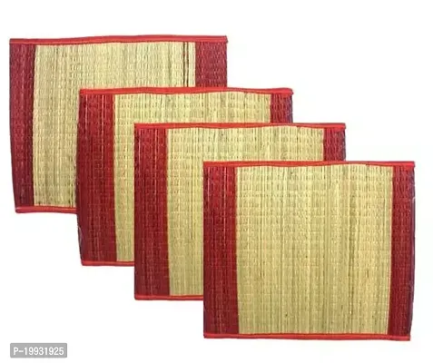 Bhakti2Shakti Handmade Kusha Grass Pooja Aasan | Sitting Floor Mats | Kushaasan | Ecofriendly mat (4 pieces)