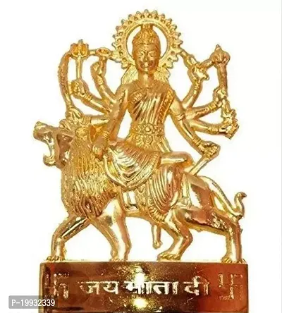 Durga Maa/Sherawali/Ambe Gauri, Jagdamba Special Decorative Showpiece - 11 cm (Metal, Gold)