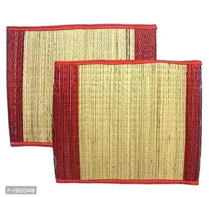 100% NATURAL KUSHA GRASS AASAN/MAT/RUG FOR PRAYER (18X18INCH,BROWN)SET OF 2-thumb0